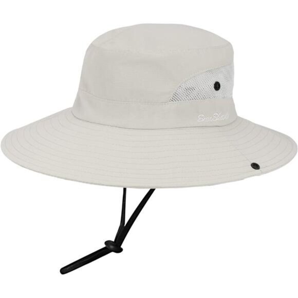 Womens Wide Brim Sun Hat UV Protection Foldable Mesh Fishing Hat Ponytail - Picture 7 of 8